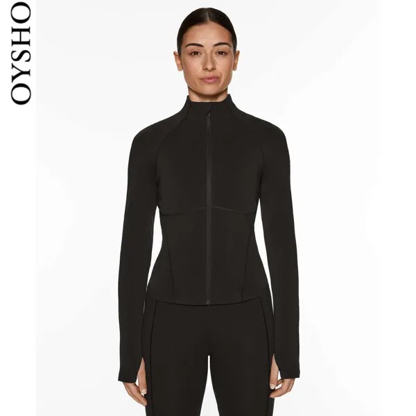 Куртка спортивная Oysho с длинными рукавами, черный