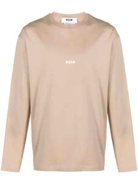 MSGM лонгслив с логотипом, коричневый