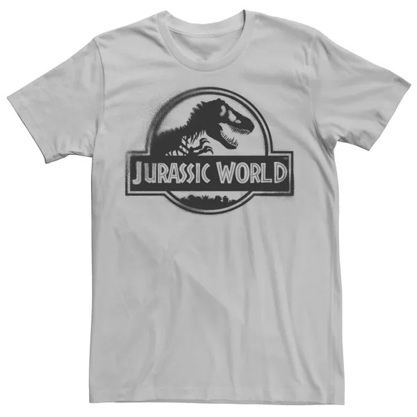 Мужская черная футболка с логотипом Two, окрашенная аэрозольной краской Jurassic World, серебристый