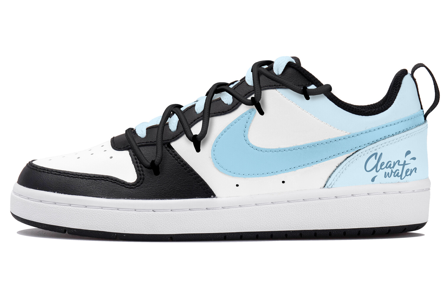 Кроссовки Nike Court Borough Skateboarding Shoes Women's Low-top Black/white/blue, белый/черный