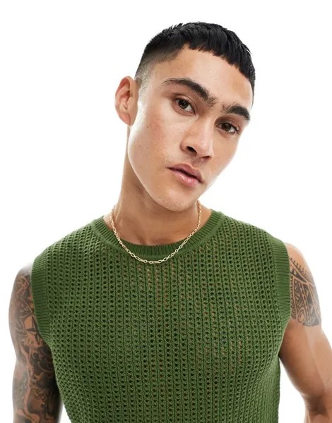 Легкая трикотажная майка цвета хаки ASOS DESIGN