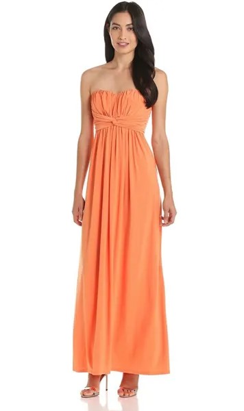 Jessica Simpson NWT Элегантное платье макси без бретелек MELON ORANGE, размер 6