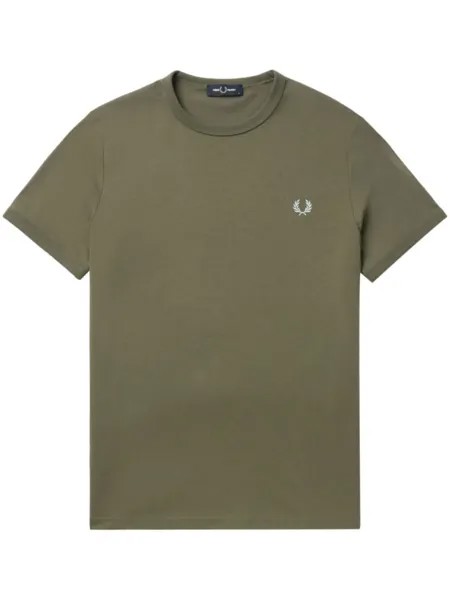 Fred Perry футболка с вышитым логотипом, зеленый