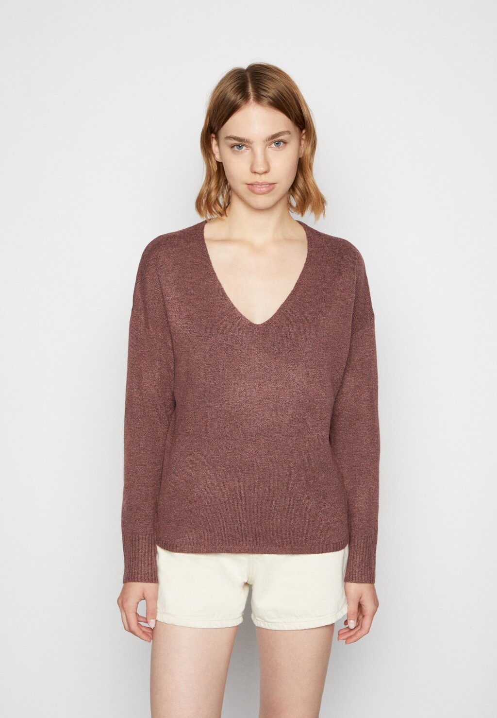 Джемпер ONLY Onlrica Life V Neck, розово-коричневый