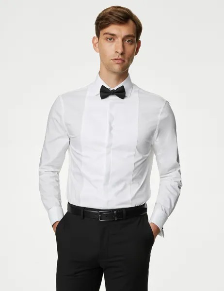 Вечерняя рубашка строгого кроя с галстуком-бабочкой Marks & Spencer, белый