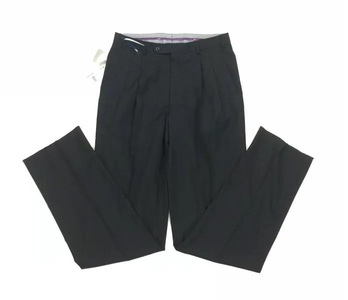НОВЫЕ шерстяные классические брюки Hiltl Angelico Super 140s Canton Mens Size 34 со складками черного цвета
