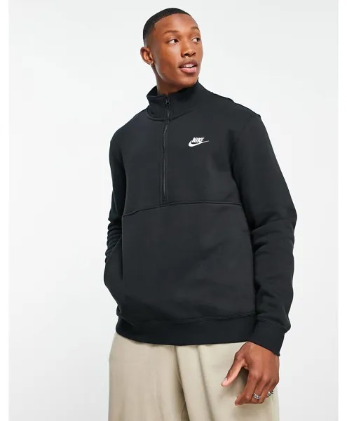 Черный свитшот на молнии Nike Club 1/4