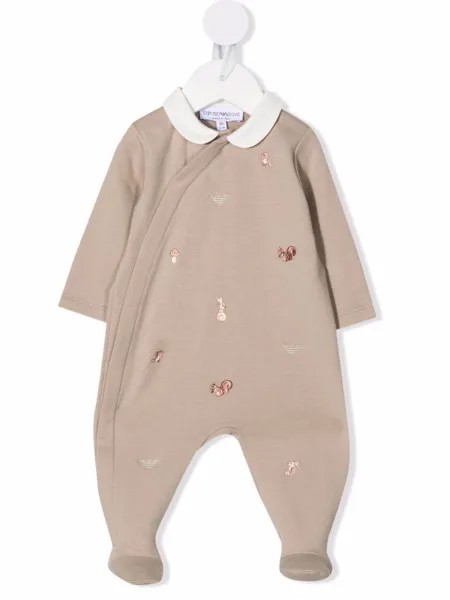 Emporio Armani Kids комбинезон с вышивкой