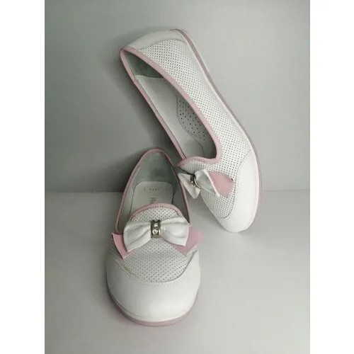 Туфли Mini-Shoes, натуральная кожа, анатомическая стелька, ортопедические, перфорированные, размер 36, белый