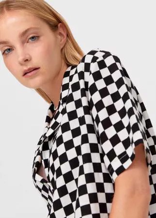 Stradivarius Рубашка С Принтом И Короткими Рукавами Цвет Небеленого Полотна L
