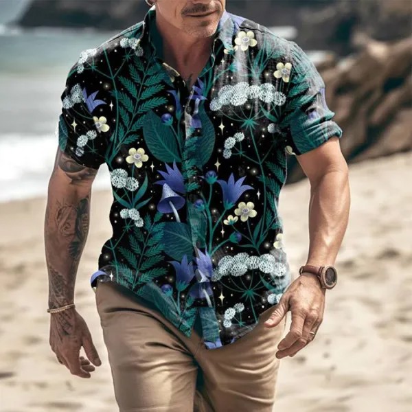 Мужская рубашка с коротким рукавом с принтом Hawaiian Poisonous Plants