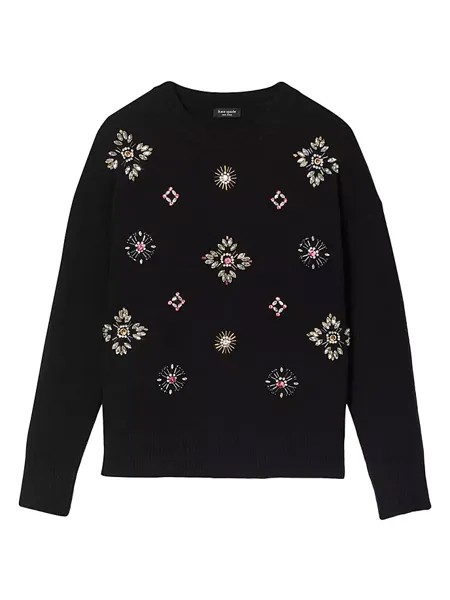 Трикотажный свитер Mainline, украшенный стразами Kate Spade New York, черный