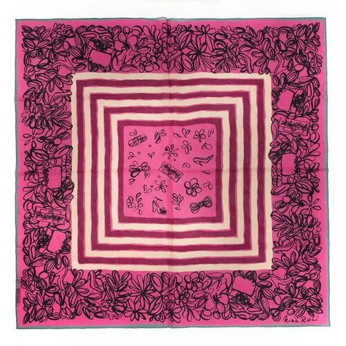 Платок NINA RICCI, натуральный шелк, 90х90 см, розовый
