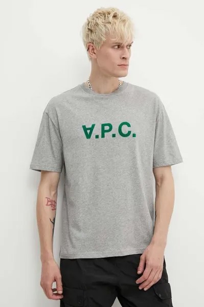 Футболка River T-Shirt из хлопка A.P.C., серый