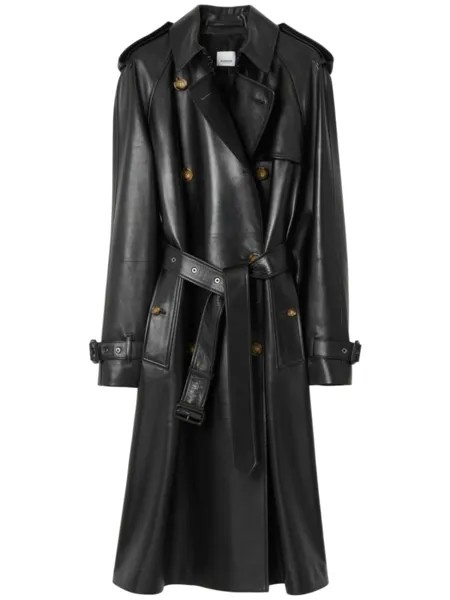 Burberry двубортный тренч с поясом, черный