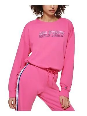 Женский розовый свитшот с логотипом на спине TOMMY HILFIGER SPORT, размер XL