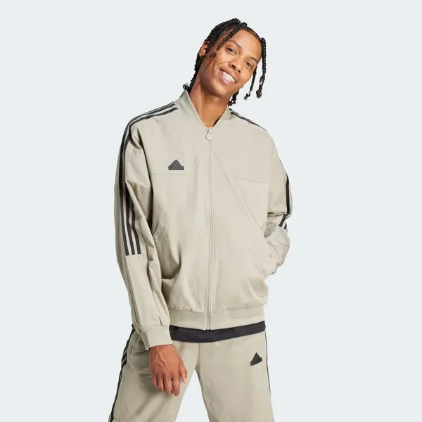 Тканый бомбер Tiro Adidas, цвет Silver Pebble