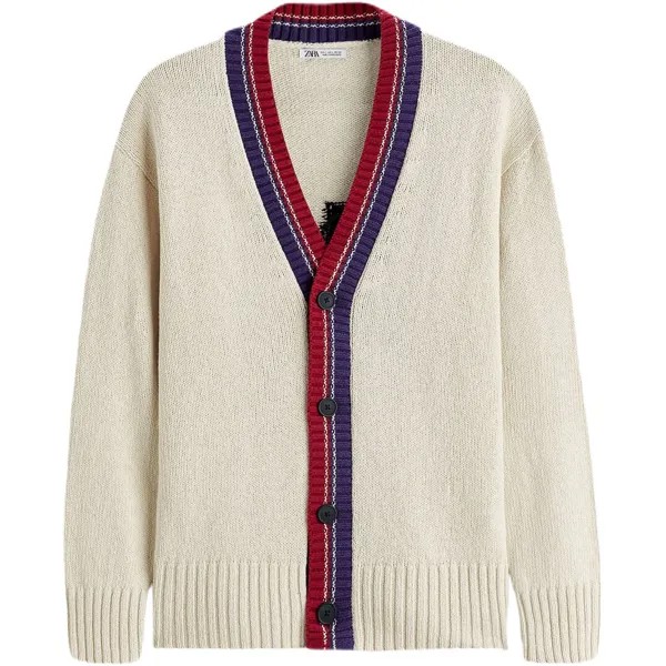 Кардиган Zara Jacquard Letter, кремовый