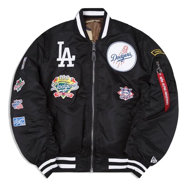 Куртка MLB LOS ANGELES DODGERS X ALPHA INDUSTRIES MA-1M BOMBER JACKET New Era, цвет Schwarz