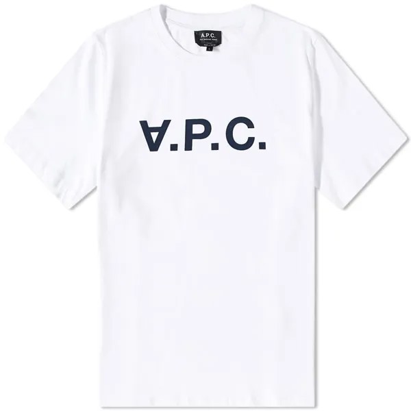 A.P.C. Футболка с логотипом VPC, белый/темно-синий