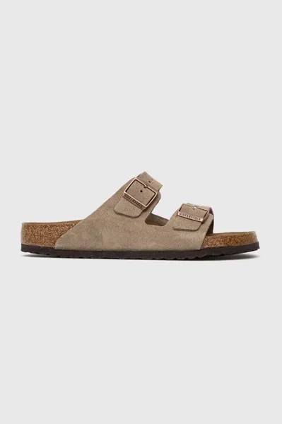 Замшевые шлепанцы Arizona Birkenstock, серый