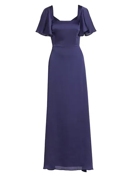 Атласное платье трапециевидной формы Aurora Sachin & Babi, цвет deep cobalt