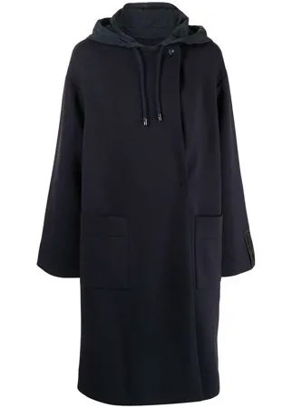 Emporio Armani однобортное пальто миди с капюшоном