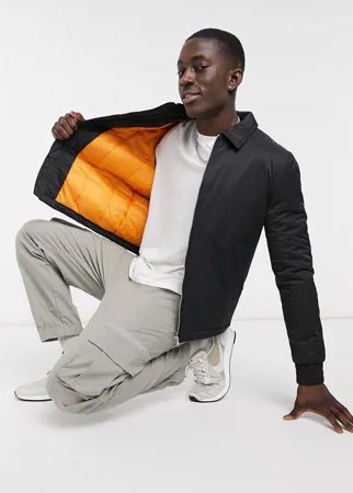 Черная дутая куртка Харрингтон ASOS DESIGN-Черный цвет