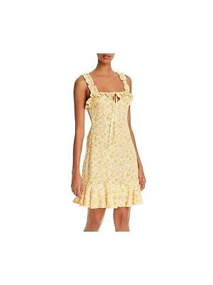 ALL THINGS MOCHI Женское желтое платье прямого кроя без рукавов выше колена с завязками XL