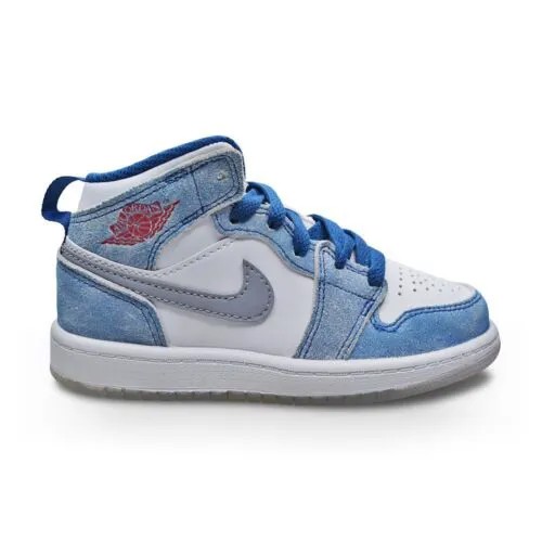 Детские кроссовки Nike Air Jordan 1 Mid SE (PS) — DR6237 401 — французский синий огненно-красный белый