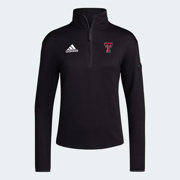 Трикотажная куртка с длинными рукавами и молнией 1/4 Texas Tech Adidas, цвет Black/White/Ncaa-Txt-7tb
