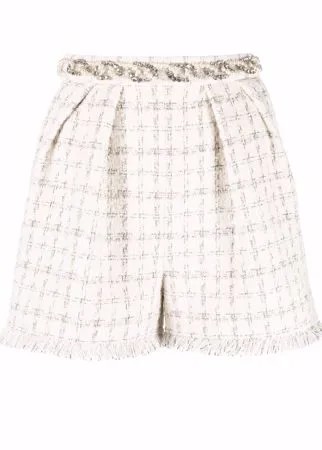Elisabetta Franchi pearl-embellished tweed shorts