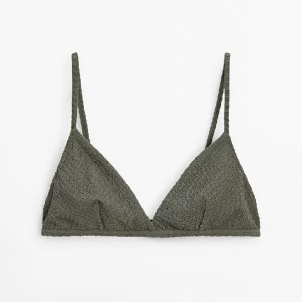 Лиф бикини Massimo Dutti Textured Triangle, коричневый