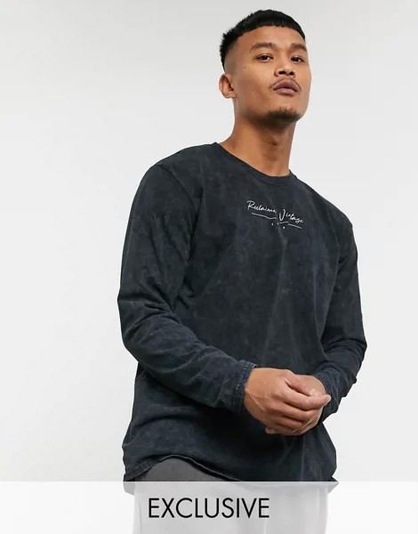 Темно-серый oversized-лонгслив с логотипом Reclaimed Vintage-Черный
