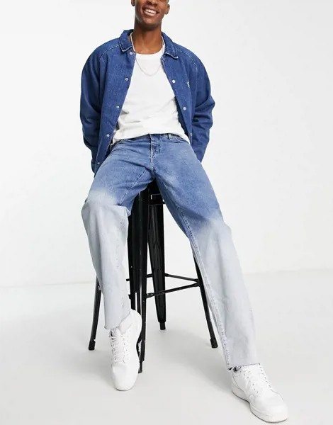 Мешковатые джинсы с градиентным эффектом ASOS DESIGN-Голубой