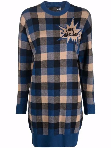 Love Moschino трикотажное платье в клетку