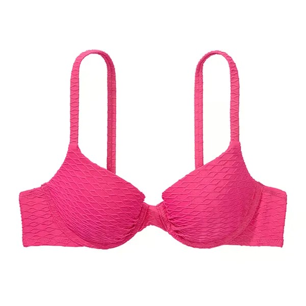 Топ бикини Victoria's Secret Swim Mix & Match Icon Push-Up Fishnet, розовый