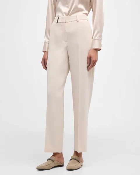Зауженные брюки с высокой посадкой Peserico, цвет Pearl Beige