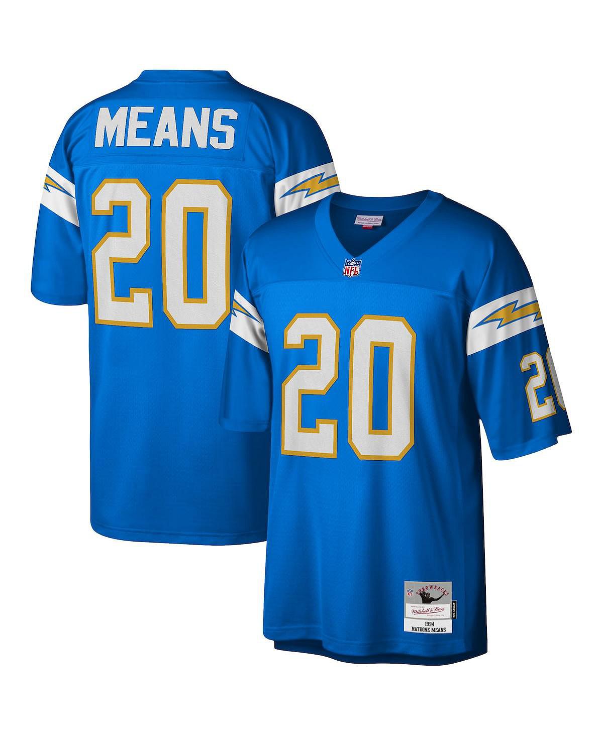 Мужская футболка natrone means powder blue los angeles chargers 1994 legacy, копия джерси Mitchell & Ness, синий