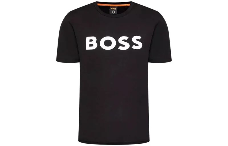 SS22 Мужская футболка с коротким рукавом и принтом логотипа, черная Hugo Boss, черный