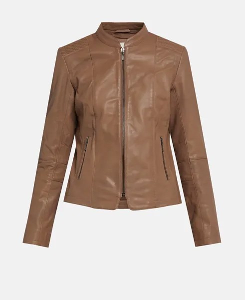 Кожаный пиджак Censured, серо-коричневый