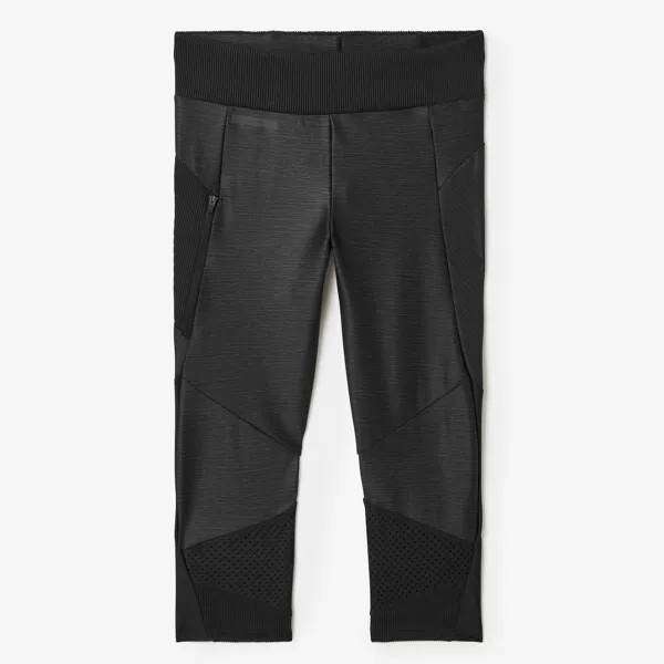 Женские дышащие короткие леггинсы для бега Dry+ Feel - черные Kalenji