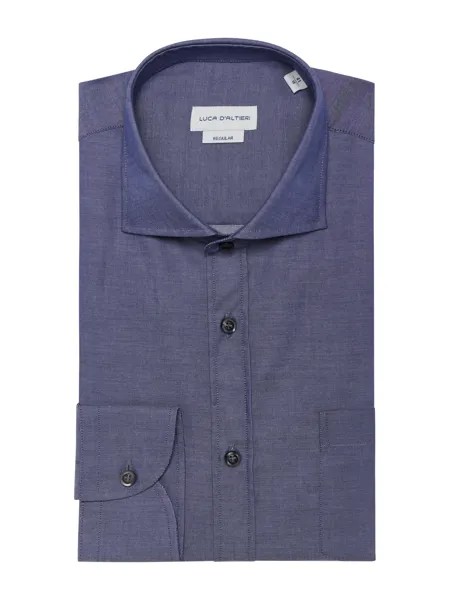 Luca D'Altieri повседневная рубашка стандартного кроя из чистого хлопкового твила, синий