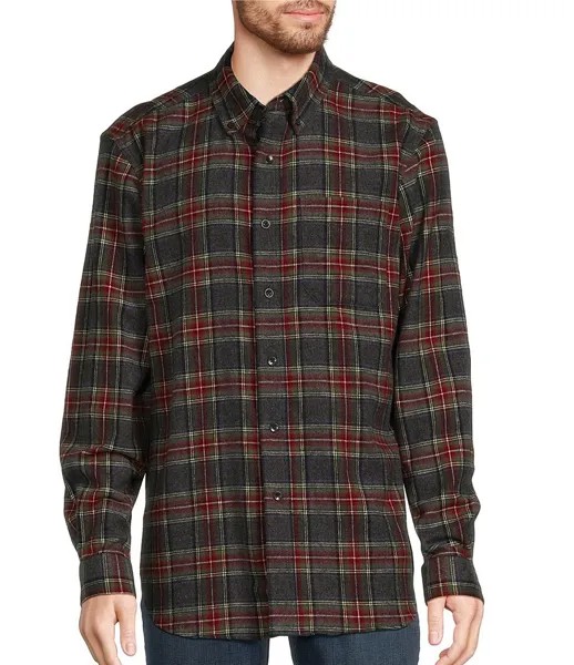 L.L.Bean Stewart Scotch Серая фланелевая тканая рубашка в клетку с длинными рукавами, серый