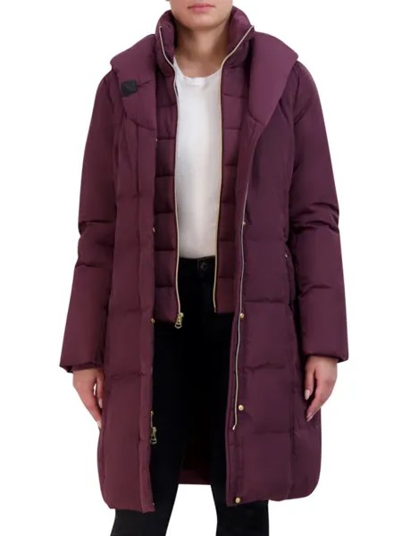 Фирменное двухслойное пуховое пальто Cole Haan, цвет Merlot