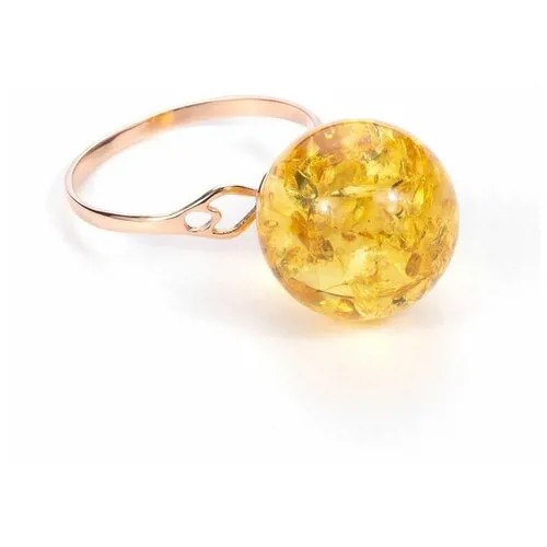 Кольцо Amberprofi, золото, 585 проба, янтарь, размер 18.5