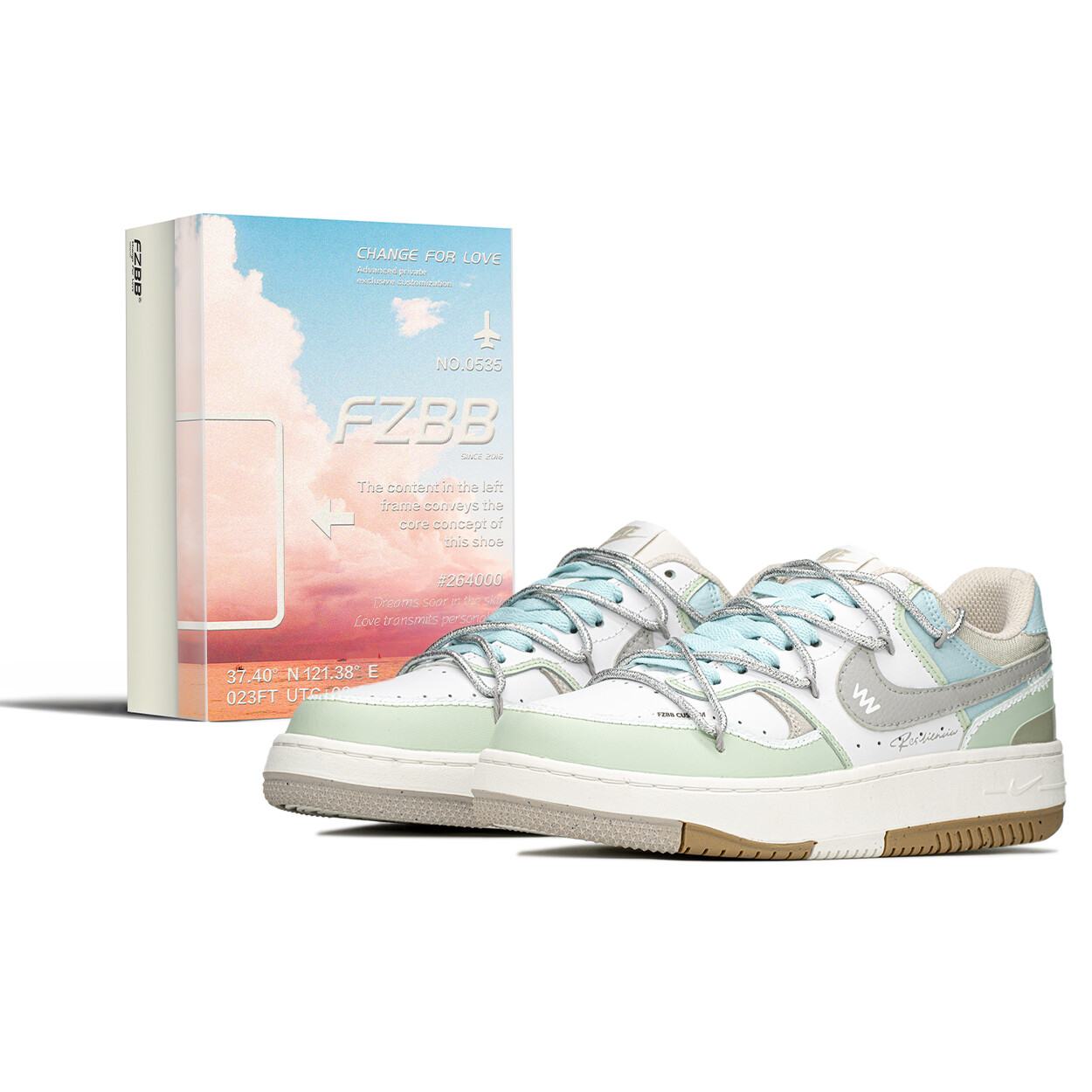 Кроссовки Nike Gamma Force Skateboarding Shoes Women's Low-top Green/Blue, зеленый