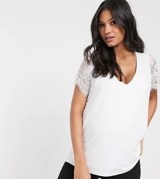 Белый топ для кормления с кружевными рукавами ASOS DESIGN Maternity