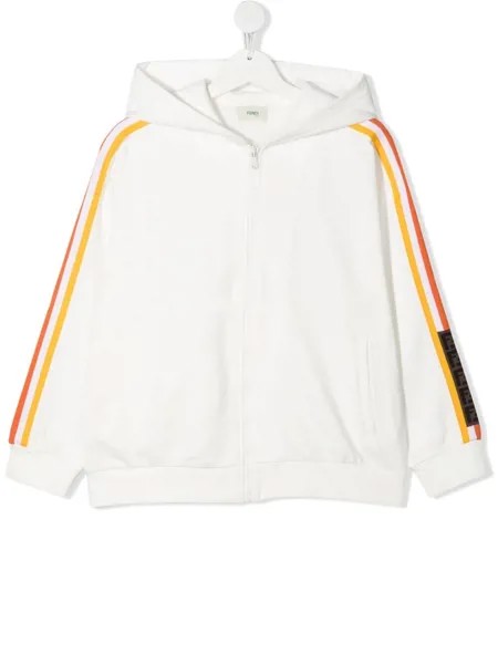 Fendi Kids худи на молнии с контрастными полосками