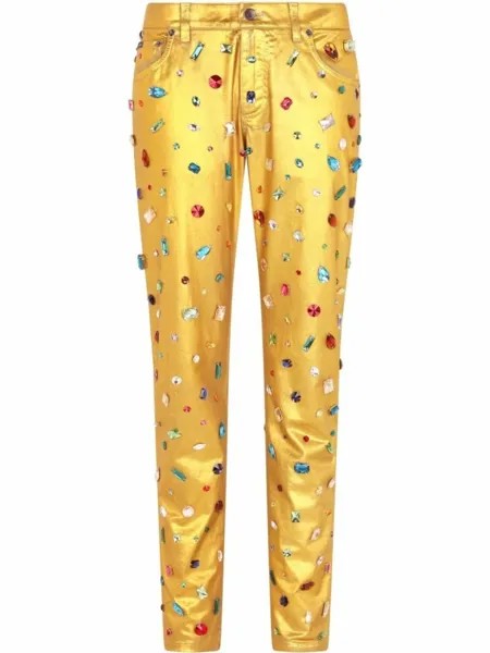 Dolce & Gabbana прямые джинсы со стразами, желтый
